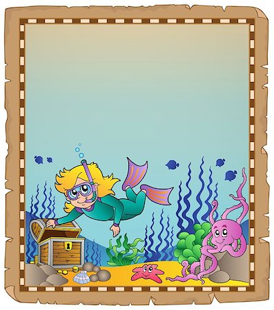 simsearch:400-08052219,k - Parchment with underwater theme 2 - eps10 vector illustration. Stock Photo - Budget Royalty-Free & Subscription, Code: 400-07556776