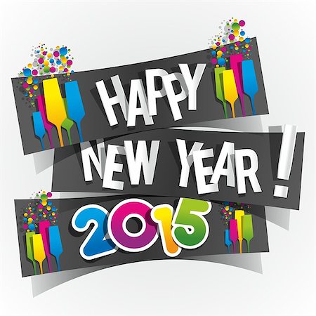 Happy New Year 2015 Greeting Card vector illustration Stock Photo - Budget Royalty-Free & Subscription, Code: 400-07556813