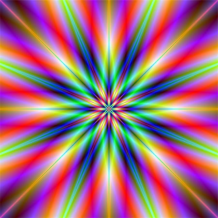 simsearch:400-06067180,k - A digital abstract fractal image with a multi colored eight pointed star design in green, blue, yellow, violet, red and orange. Foto de stock - Super Valor sin royalties y Suscripción, Código: 400-07556919