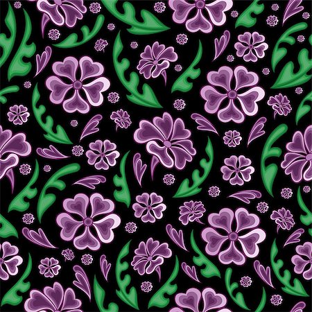 simsearch:400-07558492,k - Illustration of seamless floral background in lilac, green and black colours Fotografie stock - Microstock e Abbonamento, Codice: 400-07557055