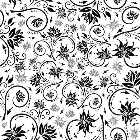 simsearch:400-07933409,k - Illustration of seamless floral background in black and grey colours Photographie de stock - Aubaine LD & Abonnement, Code: 400-07557058