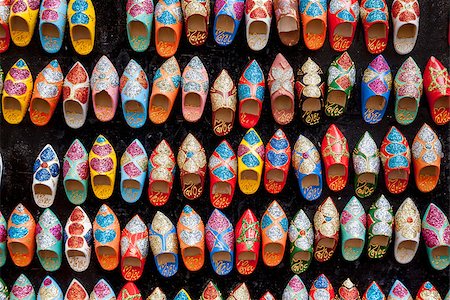 Colorful moroccan slippers: the famous artigianal handmade Babouches marocaines. Stock Photo - Budget Royalty-Free & Subscription, Code: 400-07557538