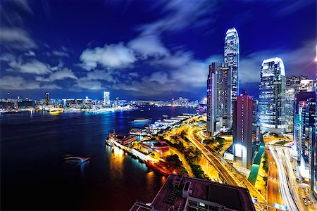 simsearch:400-07630733,k - Hong Kong Skylines at finance zone at night Stock Photo - Budget Royalty-Free & Subscription, Code: 400-07557829