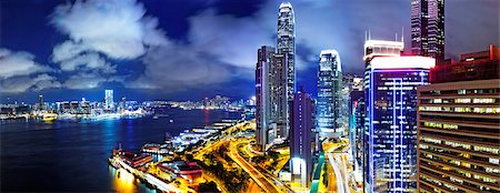 simsearch:400-07630733,k - Hong Kong Skylines at finance zone at night Stock Photo - Budget Royalty-Free & Subscription, Code: 400-07557830