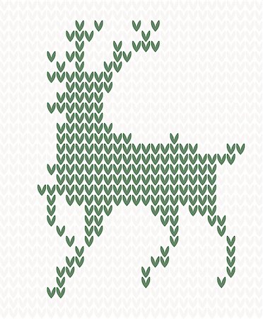 deer ornament - Knitted pattern with christmas deer vector illustration Stock Photo - Budget Royalty-Free & Subscription, Code: 400-07557971