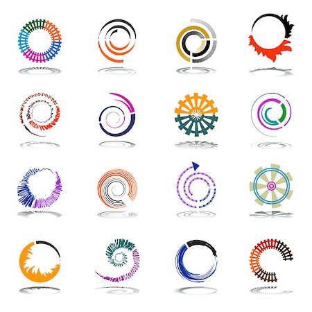 Spiral and rotation design elements. Abstract icons set. Vector art. Stock Photo - Budget Royalty-Free & Subscription, Code: 400-07558352