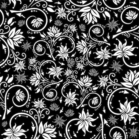 simsearch:400-07933390,k - Illustration of seamless floral background in white and grey colours Photographie de stock - Aubaine LD & Abonnement, Code: 400-07558495