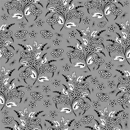 simsearch:400-07933409,k - Illustration of seamless floral background in black and white colours Photographie de stock - Aubaine LD & Abonnement, Code: 400-07558502