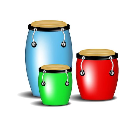 Multicoloured congas music band with shadow on white background Stock Photo - Budget Royalty-Free & Subscription, Code: 400-07550018