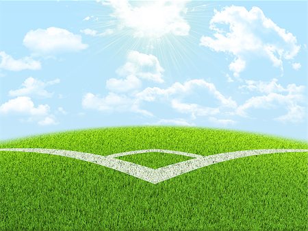 soccer field background - Angle of football field. Clouds, sun and blue sky. Sports background Stock Photo - Budget Royalty-Free & Subscription, Code: 400-07550099