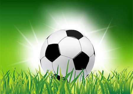 simsearch:700-06786905,k - Soccer ball on grass Green soccer background illustration Foto de stock - Super Valor sin royalties y Suscripción, Código: 400-07550175