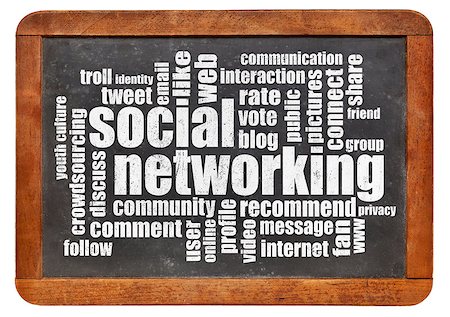 social networking word cloud on a vintage blackboard Stock Photo - Budget Royalty-Free & Subscription, Code: 400-07550205