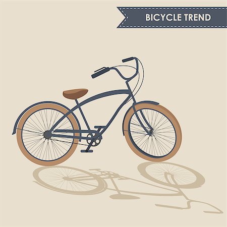 Trendy bike with rotated handlebar and oblique shadow on beige background isolated Stock Photo - Budget Royalty-Free & Subscription, Code: 400-07550293