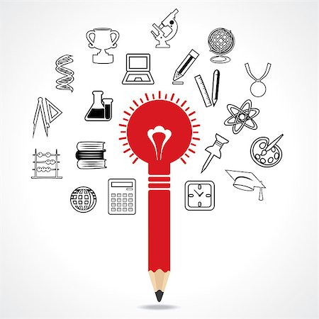 simsearch:400-07296734,k - set of educational icon around pencil bulb-vector illustration Stock Photo - Budget Royalty-Free & Subscription, Code: 400-07550914
