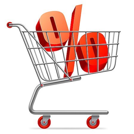 simsearch:400-05886915,k - Red percentage sign in shopping cart. Stock Photo - Budget Royalty-Free & Subscription, Code: 400-07551033