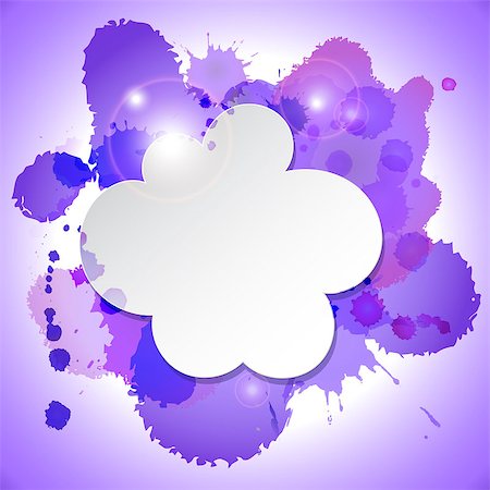 simsearch:640-05761233,k - Abstract speech bubble cloud on violet splatter background with blots and lights Stock Photo - Budget Royalty-Free & Subscription, Code: 400-07551138