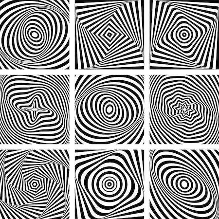 rotation art effects - Set of patterns in op art design. Vector art. Stock Photo - Budget Royalty-Free & Subscription, Code: 400-07551131