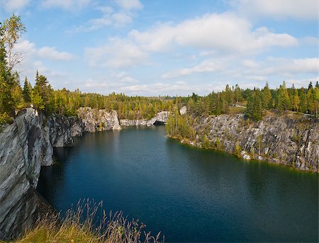 View of the forest lake in the rocks of marble Stock Photo - Budget Royalty-Free & Subscription, Code: 400-07551154