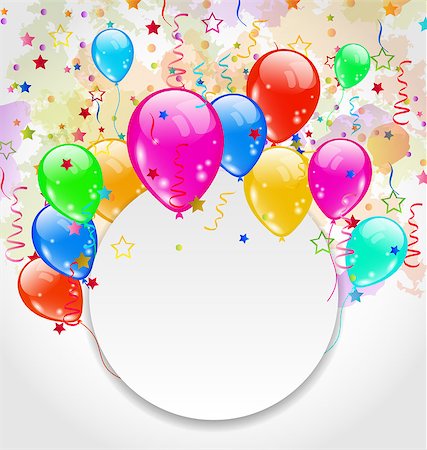 simsearch:400-04402561,k - Illustration modern birthday greeting card with set balloons - vector Foto de stock - Royalty-Free Super Valor e Assinatura, Número: 400-07551390