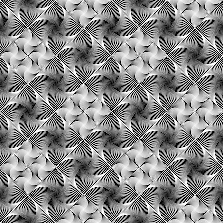 simsearch:400-07507345,k - Design seamless monochrome decorative diamond geometric pattern. Abstract diagonal twisted lines textured background. Vector art Foto de stock - Royalty-Free Super Valor e Assinatura, Número: 400-07551573