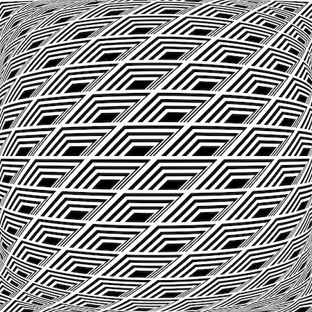 simsearch:400-07631338,k - Design monochrome warped grid pattern. Abstract latticed textured background. Vector art Stockbilder - Microstock & Abonnement, Bildnummer: 400-07551586