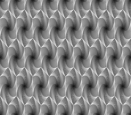 simsearch:400-07830300,k - Design seamless monochrome hexagon geometric pattern. Abstract whirl lines textured background. Vector art Stockbilder - Microstock & Abonnement, Bildnummer: 400-07551726
