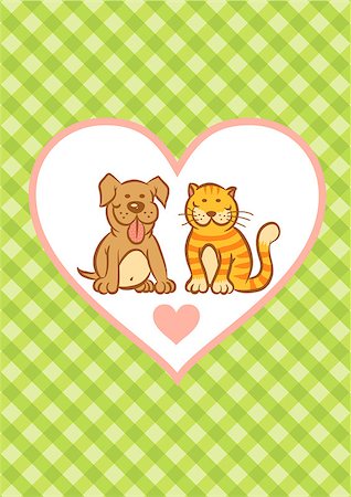 simsearch:400-08094297,k - Illustration of cat and dog in tartan background Foto de stock - Super Valor sin royalties y Suscripción, Código: 400-07552014