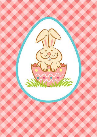 simsearch:400-08036285,k - Illustration of Easter Bunny in the egg shell Stockbilder - Microstock & Abonnement, Bildnummer: 400-07552021