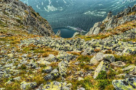 simsearch:400-07580099,k - mountain landscape with mountain chalet near Poprad Pond, High Tatras, Slovakia Photographie de stock - Aubaine LD & Abonnement, Code: 400-07552414