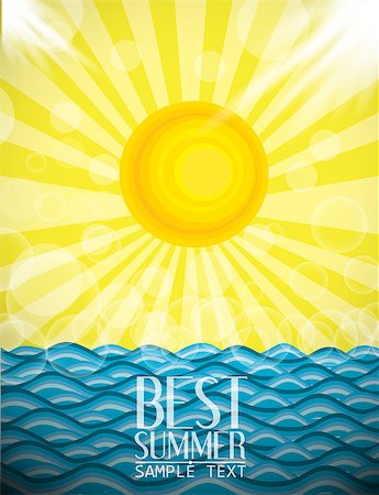sea postcards vector - Summer background Stock Photo - Budget Royalty-Free & Subscription, Code: 400-07552751