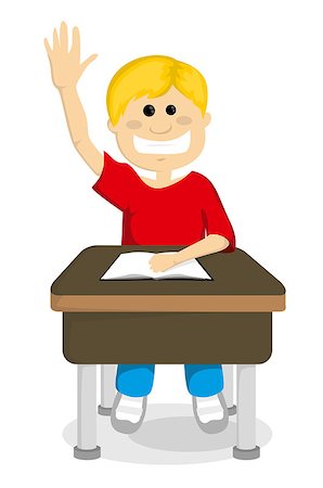 Cartoon schoolboy raising hand Stock Photo - Budget Royalty-Free & Subscription, Code: 400-07552796