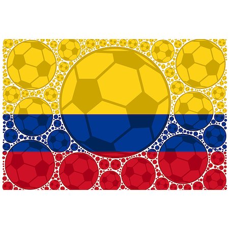 Concept illustration showing the flag of Colombia made up of soccer balls Stock Photo - Budget Royalty-Free & Subscription, Code: 400-07552980