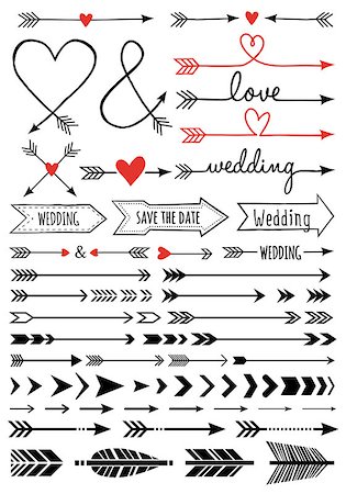 hand-drawn wedding arrows, set of vector design elements Stock Photo - Budget Royalty-Free & Subscription, Code: 400-07553013