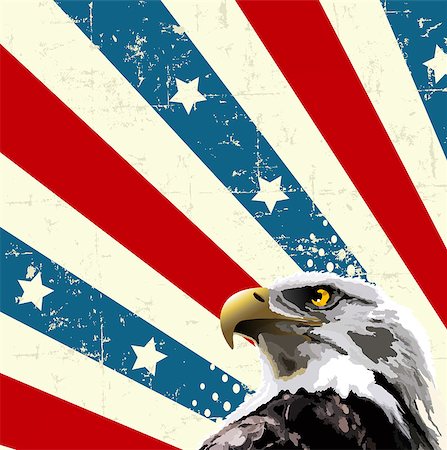 drawing eagle clipart - Bald eagle in front of an American flag design Stock Photo - Budget Royalty-Free & Subscription, Code: 400-07553024