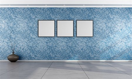 Living room with Venetian plaster wall in blue - rendering Stock Photo - Budget Royalty-Free & Subscription, Code: 400-07553382