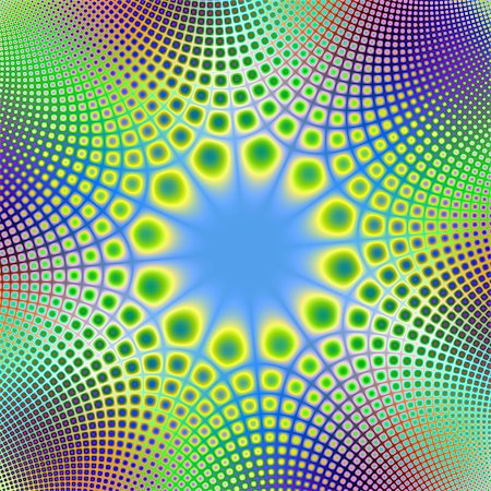 psicodélico - A digital abstract fractal image with a spotted frame design in blue, green, yellow and purple. Foto de stock - Royalty-Free Super Valor e Assinatura, Número: 400-07553626