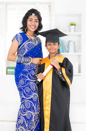 family degree - Kindergarten graduation. Asian Indian family, mother and son on kinder graduate day. Stock Photo - Budget Royalty-Free & Subscription, Code: 400-07553675
