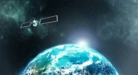 High Resolution picture of Planet earth atmosphere from outer space with a satellie on orbit Fotografie stock - Microstock e Abbonamento, Codice: 400-07567581