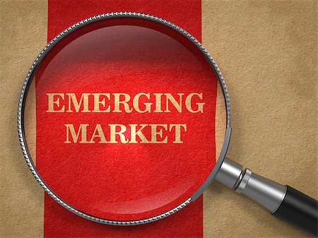 simsearch:400-09011393,k - Emerging Marketing. Magnifying Glass on Old Paper with Red Vertical Line. Photographie de stock - Aubaine LD & Abonnement, Code: 400-07567675