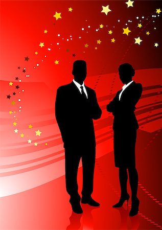 Business Couple on Abstract Red Background Original Illustration Fotografie stock - Microstock e Abbonamento, Codice: 400-07567731