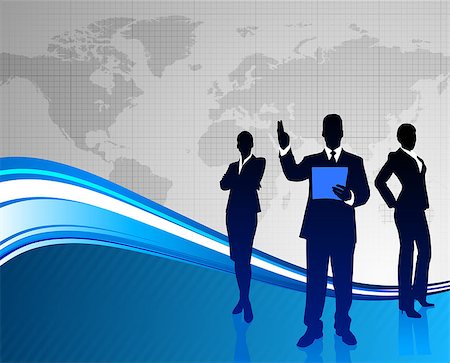 simsearch:400-04082063,k - Business Team on Abstract World Map Background Original Illustration Stock Photo - Budget Royalty-Free & Subscription, Code: 400-07568026