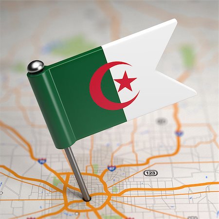 simsearch:400-07297651,k - Small Flag of The People's Democratic Republic of Algeria on a Map Background with Selective Focus. Stock Photo - Budget Royalty-Free & Subscription, Code: 400-07568189