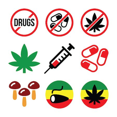 stop sign smoke - Vector icons set - different types of drugs isolated on white Stock Photo - Budget Royalty-Free & Subscription, Code: 400-07568598