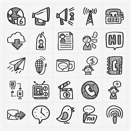 radio mic - doodle communication icons set Stock Photo - Budget Royalty-Free & Subscription, Code: 400-07568714