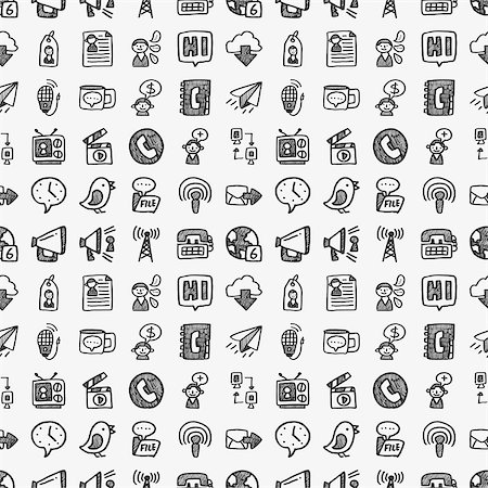 seamless doodle communication pattern Stock Photo - Budget Royalty-Free & Subscription, Code: 400-07568718