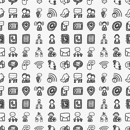 seamless doodle communication pattern Stock Photo - Budget Royalty-Free & Subscription, Code: 400-07568719