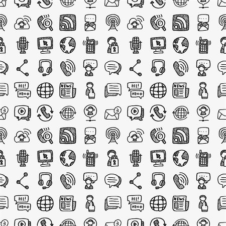 seamless doodle communication pattern Stock Photo - Budget Royalty-Free & Subscription, Code: 400-07568720