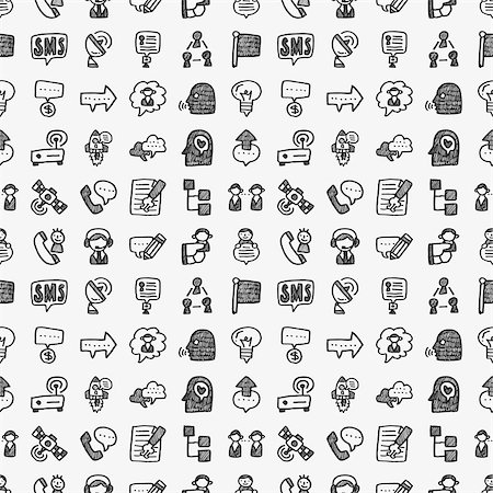 seamless doodle communication pattern Stock Photo - Budget Royalty-Free & Subscription, Code: 400-07568721