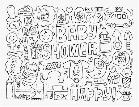 doodle baby background Stock Photo - Budget Royalty-Free & Subscription, Code: 400-07568748
