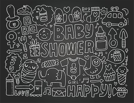 diapered crib - Blackboard doodle baby background Stock Photo - Budget Royalty-Free & Subscription, Code: 400-07568749